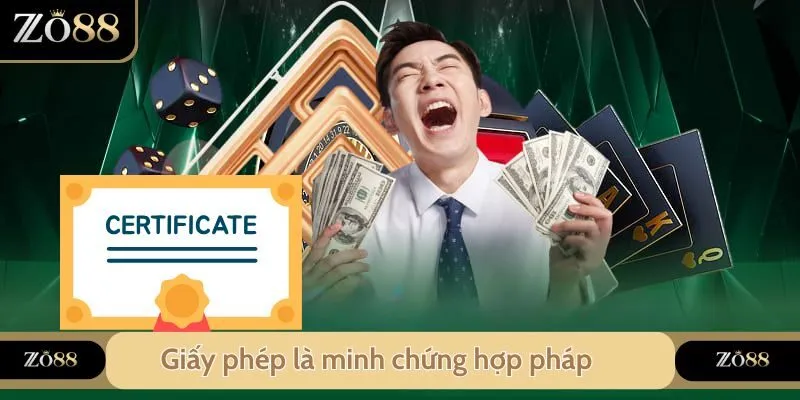 Giấy phép hoạt động Zo88 là minh chứng hoạt động hợp pháp